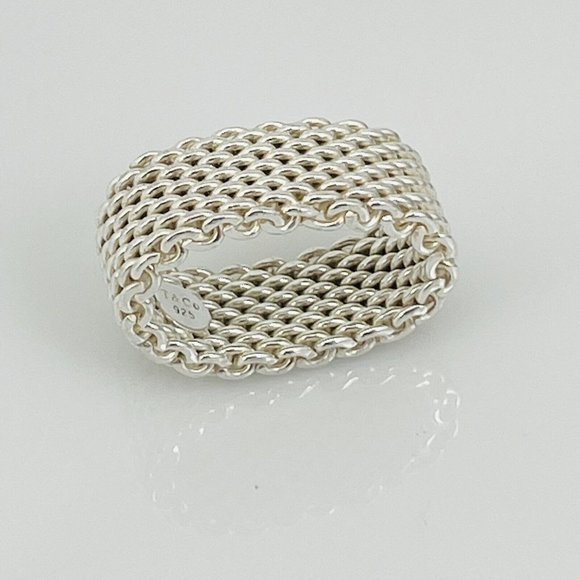 Size 5 Tiffany & Co Somerset Ring Mesh Weave in Sterling Silver